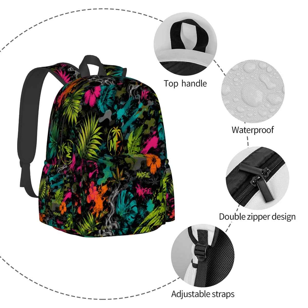 Large Capacity Oxford Backpack with Cloth Side Pockets