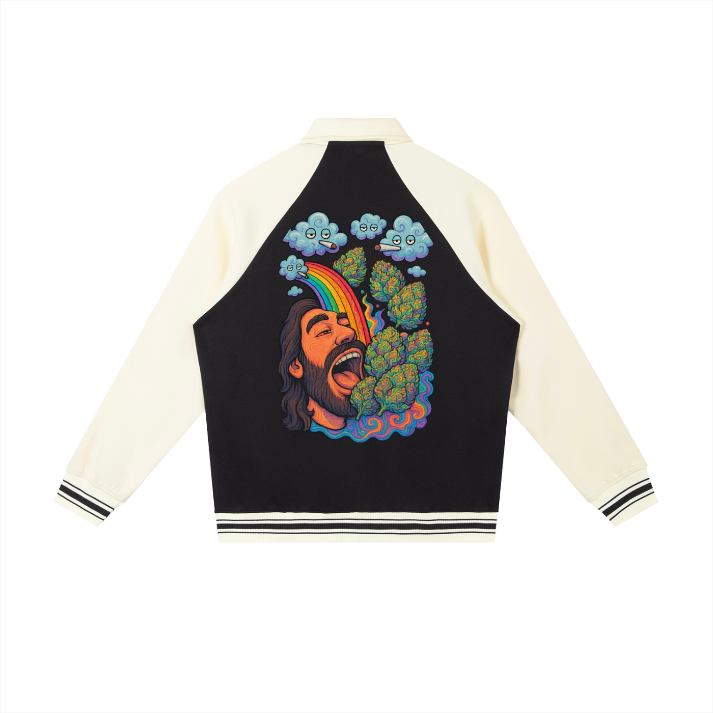 Contrast Raglan Sleeve Baseball Jacket