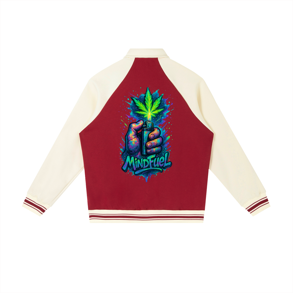 Contrast Raglan Sleeve Baseball Jacket