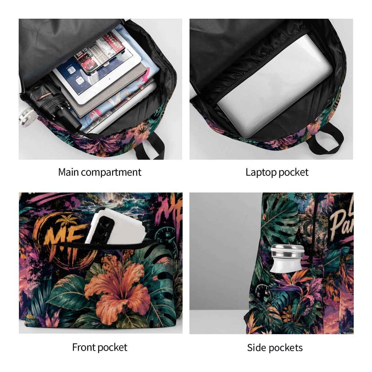 Large Capacity Oxford Backpack with Cloth Side Pockets