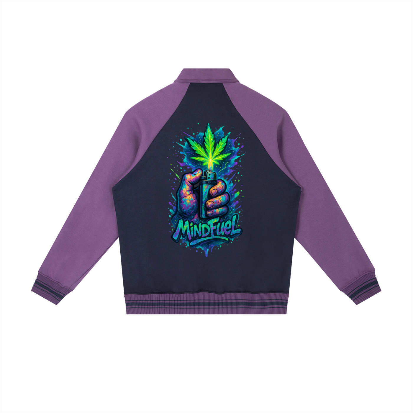 Contrast Raglan Sleeve Baseball Jacket