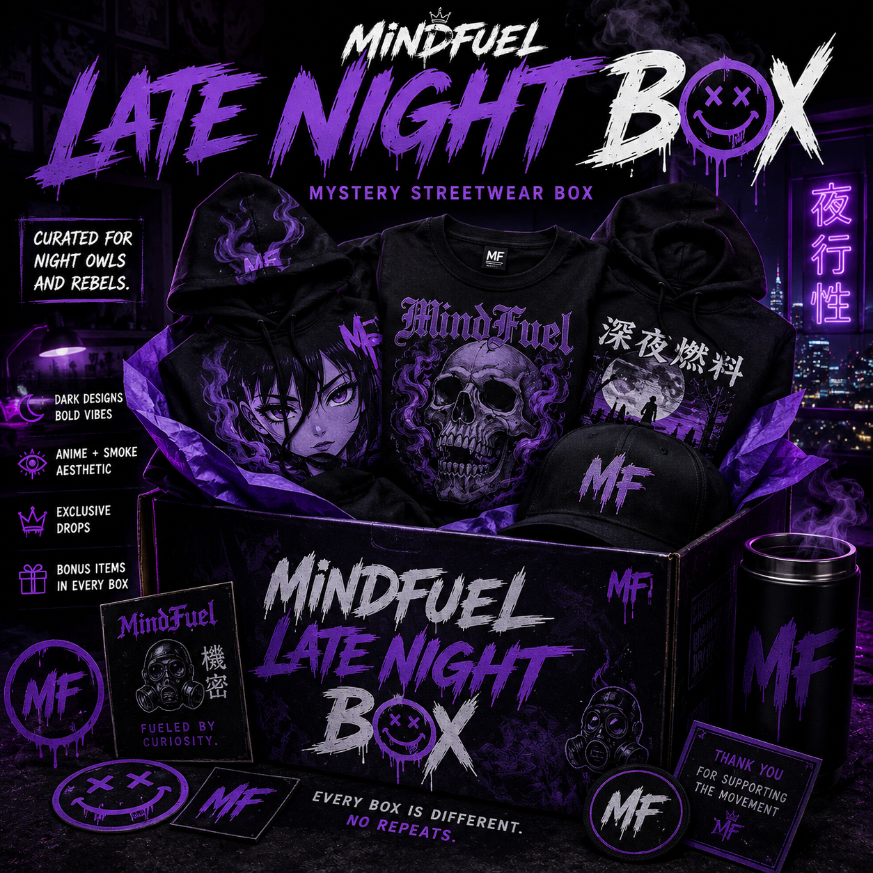 MindFuel Late Night Box – Mystery Streetwear Collection