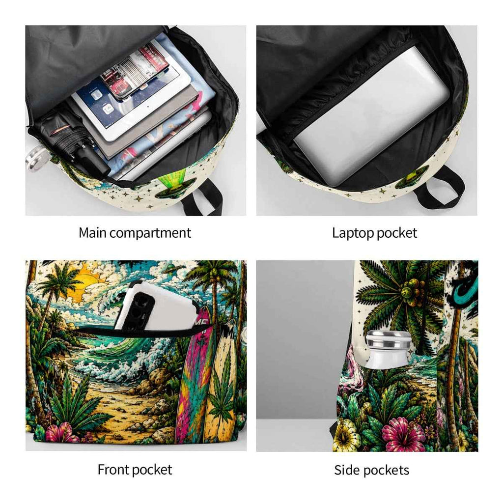 Large Capacity Oxford Backpack with Cloth Side Pockets