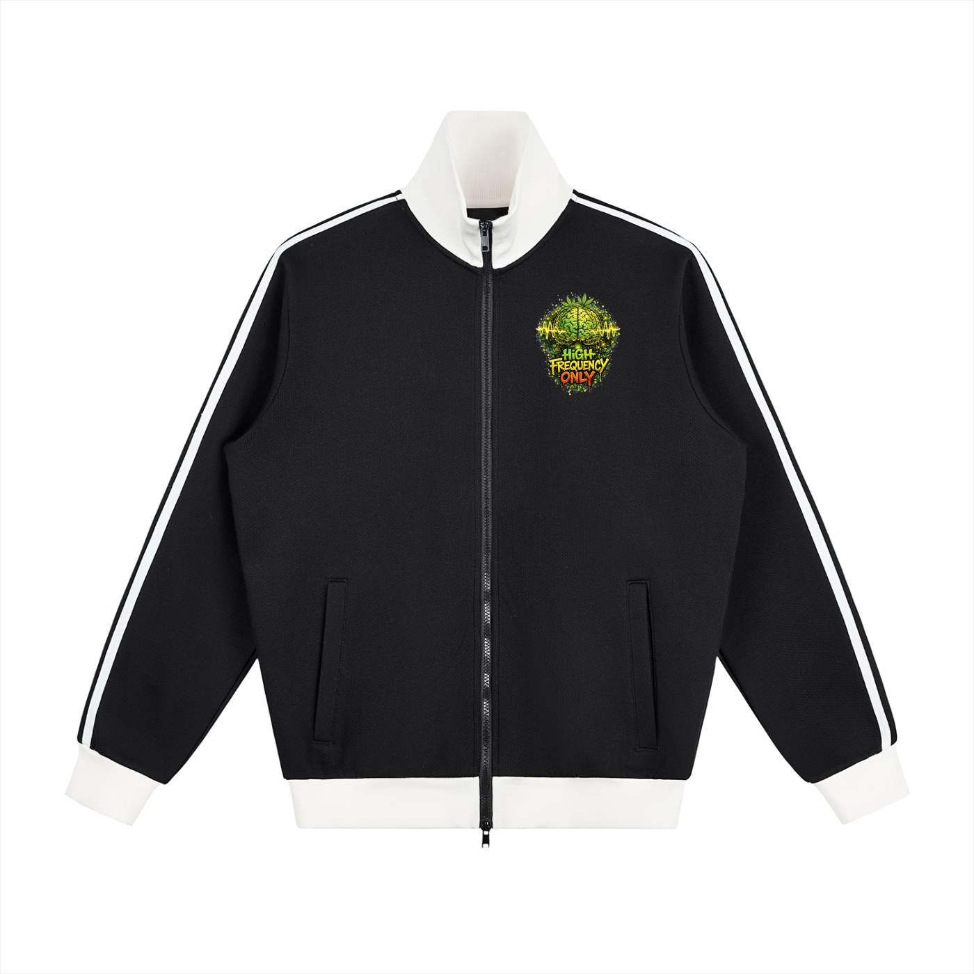Contrast Side Stripe Fleece Track Jacket